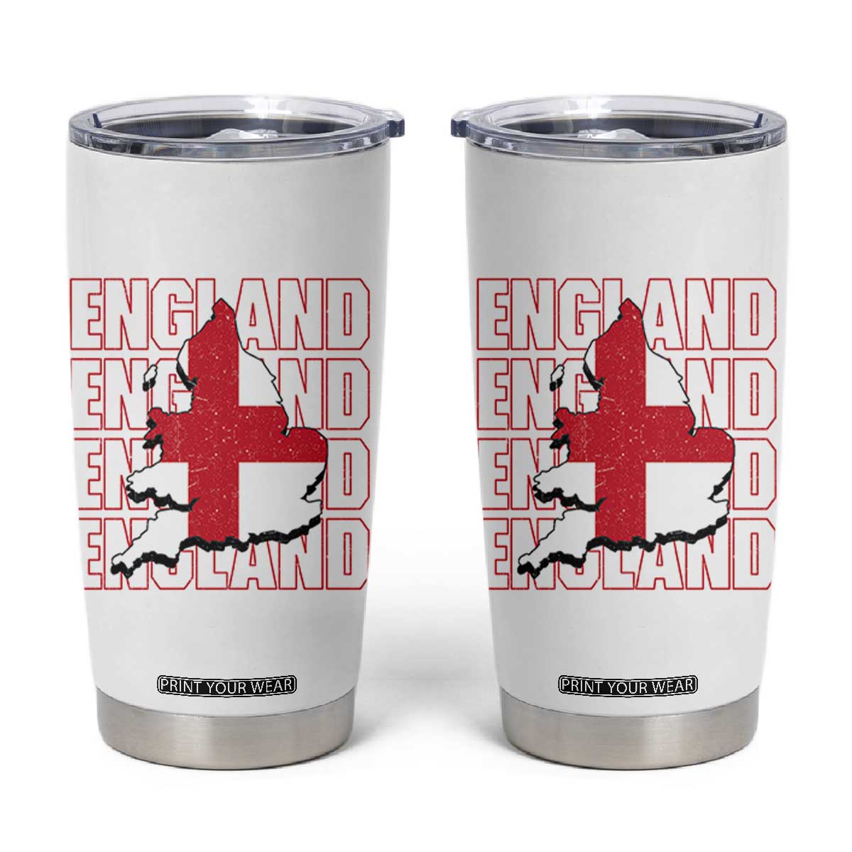England Map St George's Cross English Roots Tumbler Cup TS14 White Print Your Wear