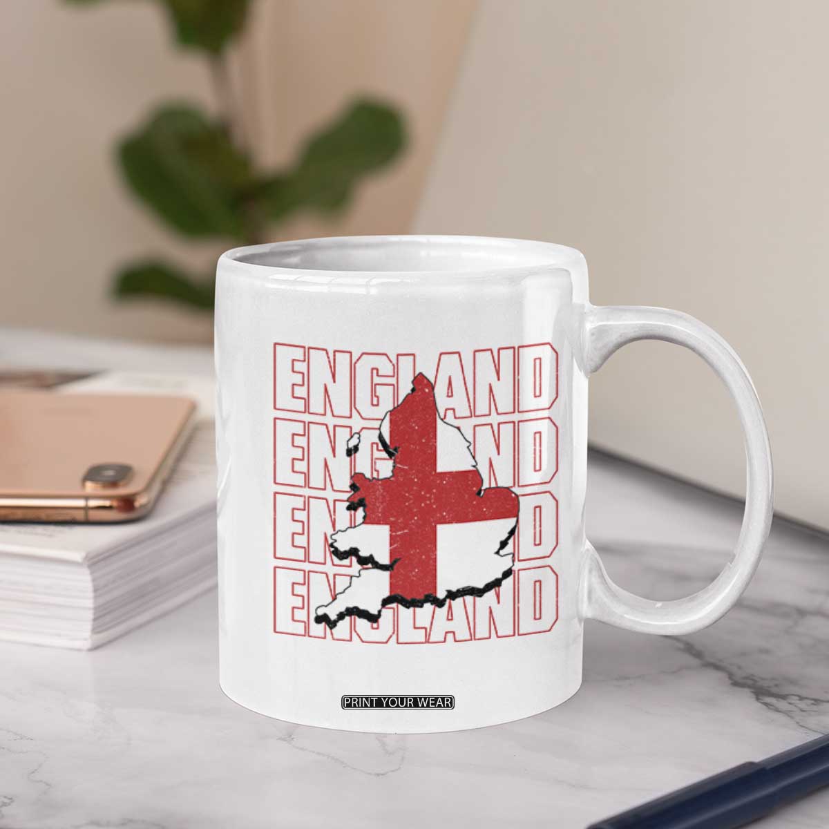 England Map St George's Cross English Roots Coffee Mug TS14 Print Your Wear