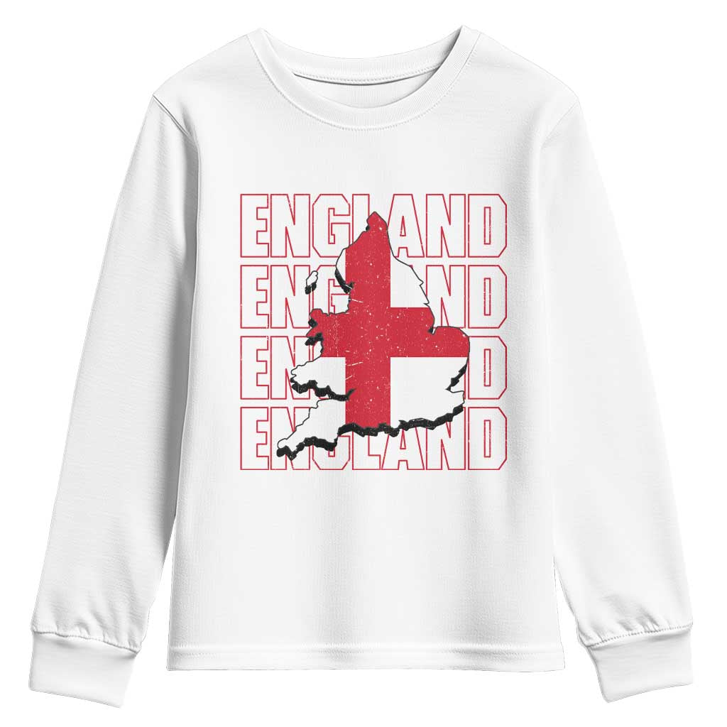 England Map St George's Cross English Roots Youth Sweatshirt TS14 White Print Your Wear