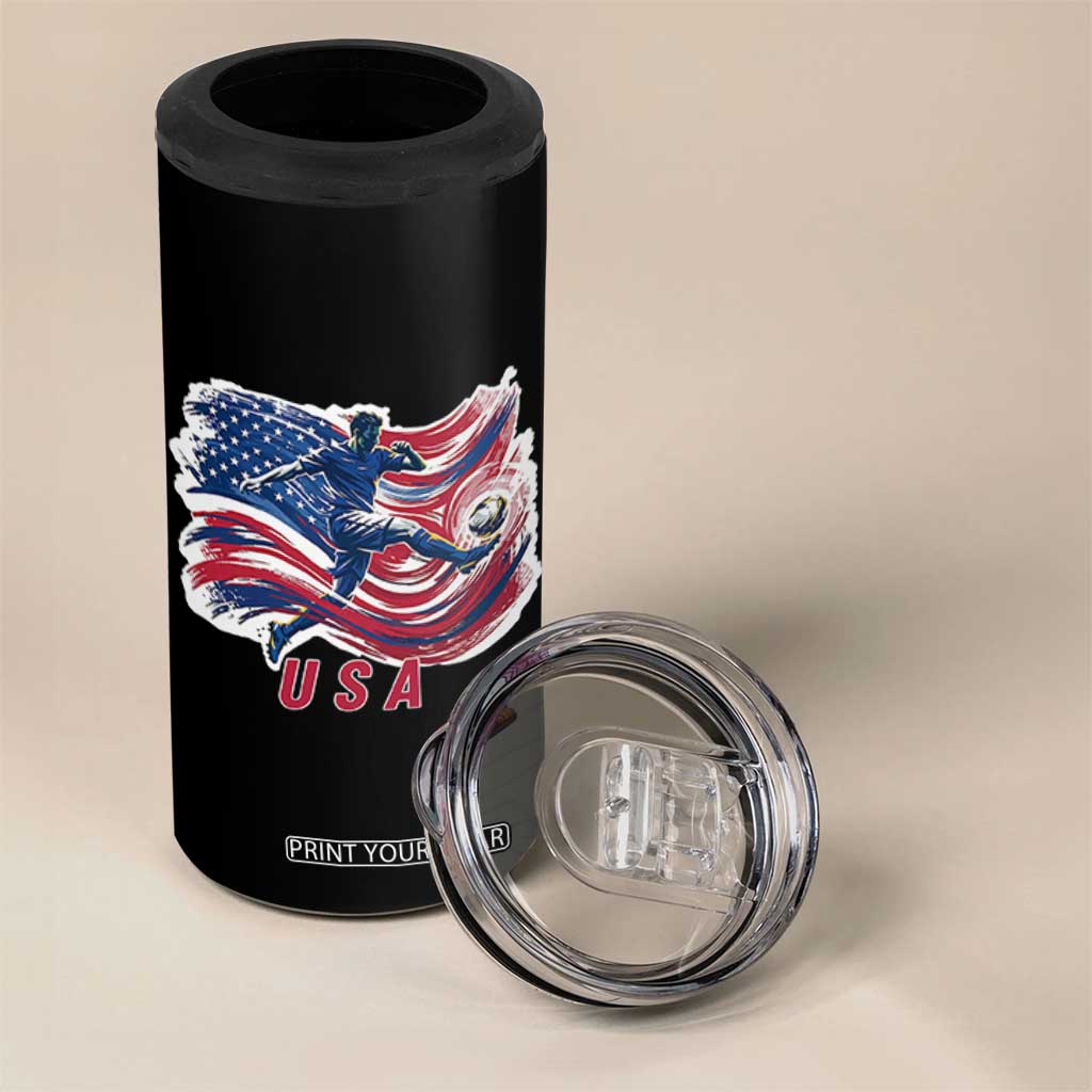 USA Soccer Fan American Flag 4 in 1 Can Cooler Tumbler TS14 Print Your Wear
