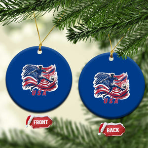 USA Soccer Fan American Flag Ceramic Ornament