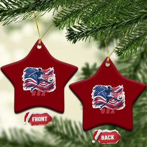 USA Soccer Fan American Flag Ceramic Ornament