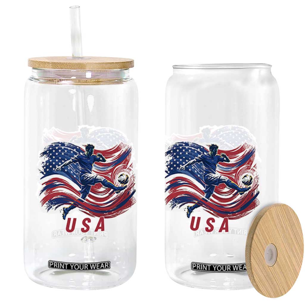 USA Soccer Fan American Flag Glass Can TS14 Print Your Wear