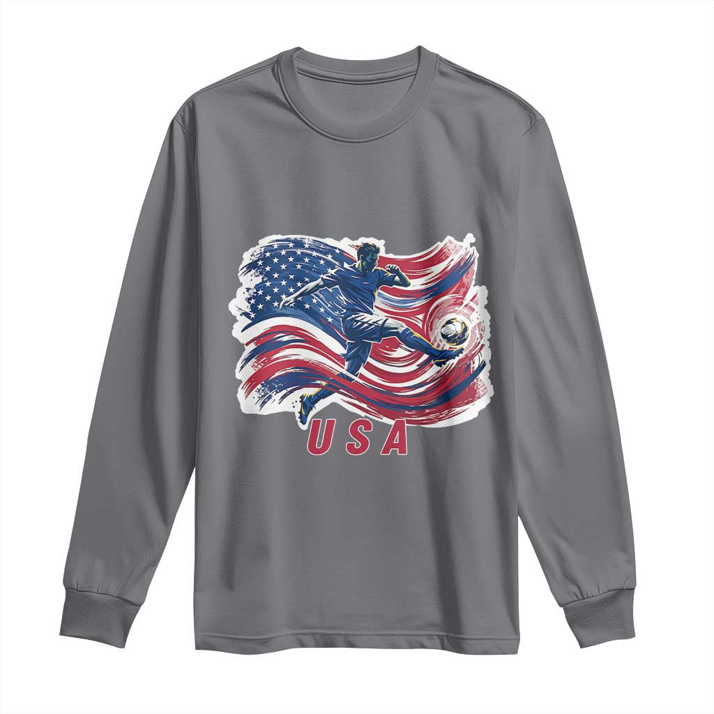 USA Soccer Fan American Flag Long Sleeve Shirt