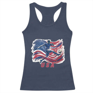 USA Soccer Fan American Flag Racerback Tank Top