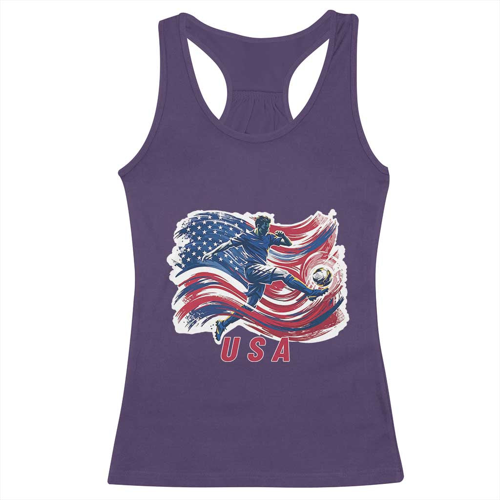 USA Soccer Fan American Flag Racerback Tank Top
