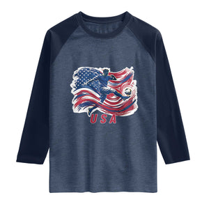 USA Soccer Fan American Flag Raglan Shirt