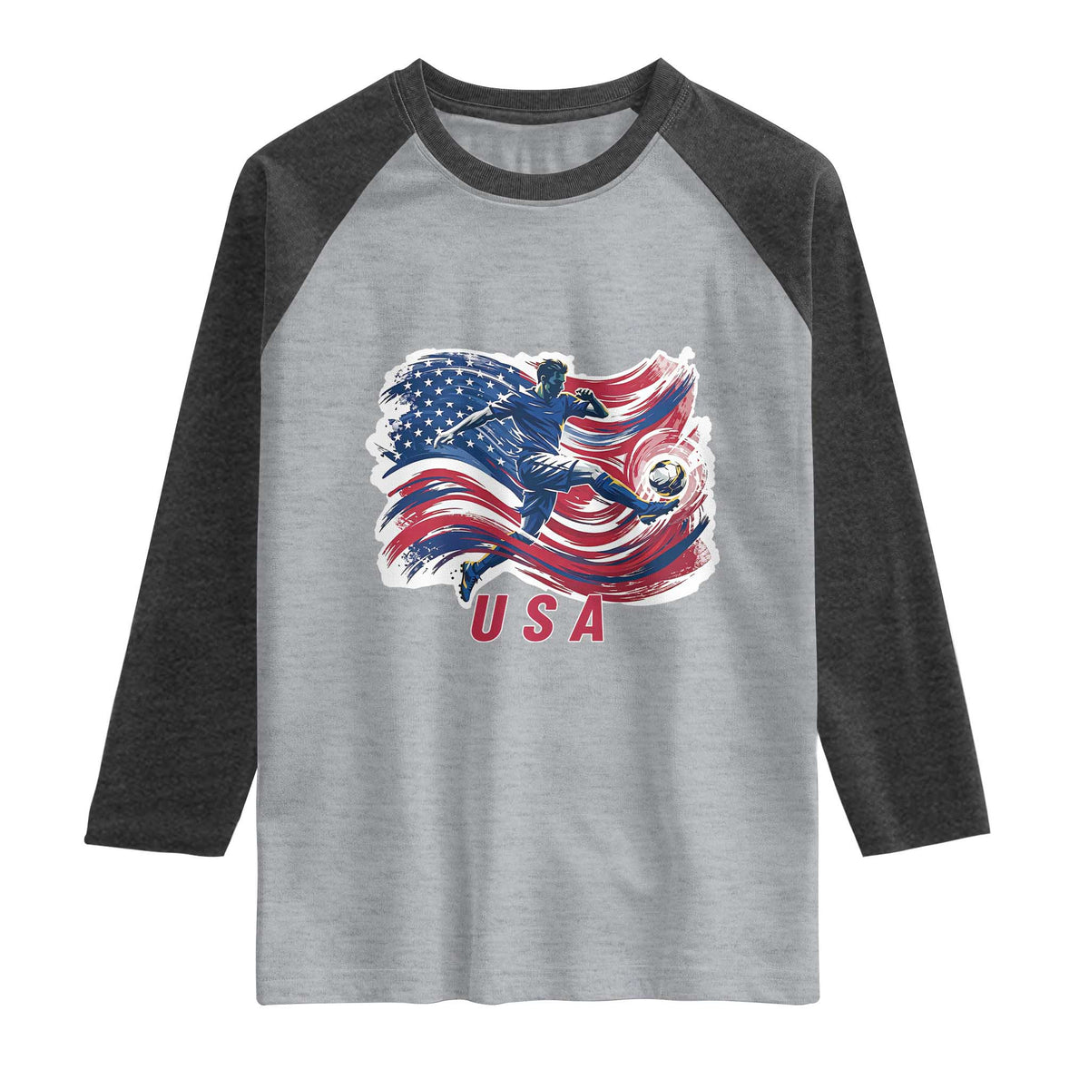 USA Soccer Fan American Flag Raglan Shirt