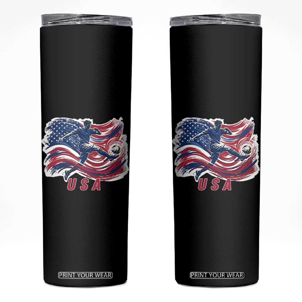 USA Soccer Fan American Flag Skinny Tumbler TS14 Black Print Your Wear