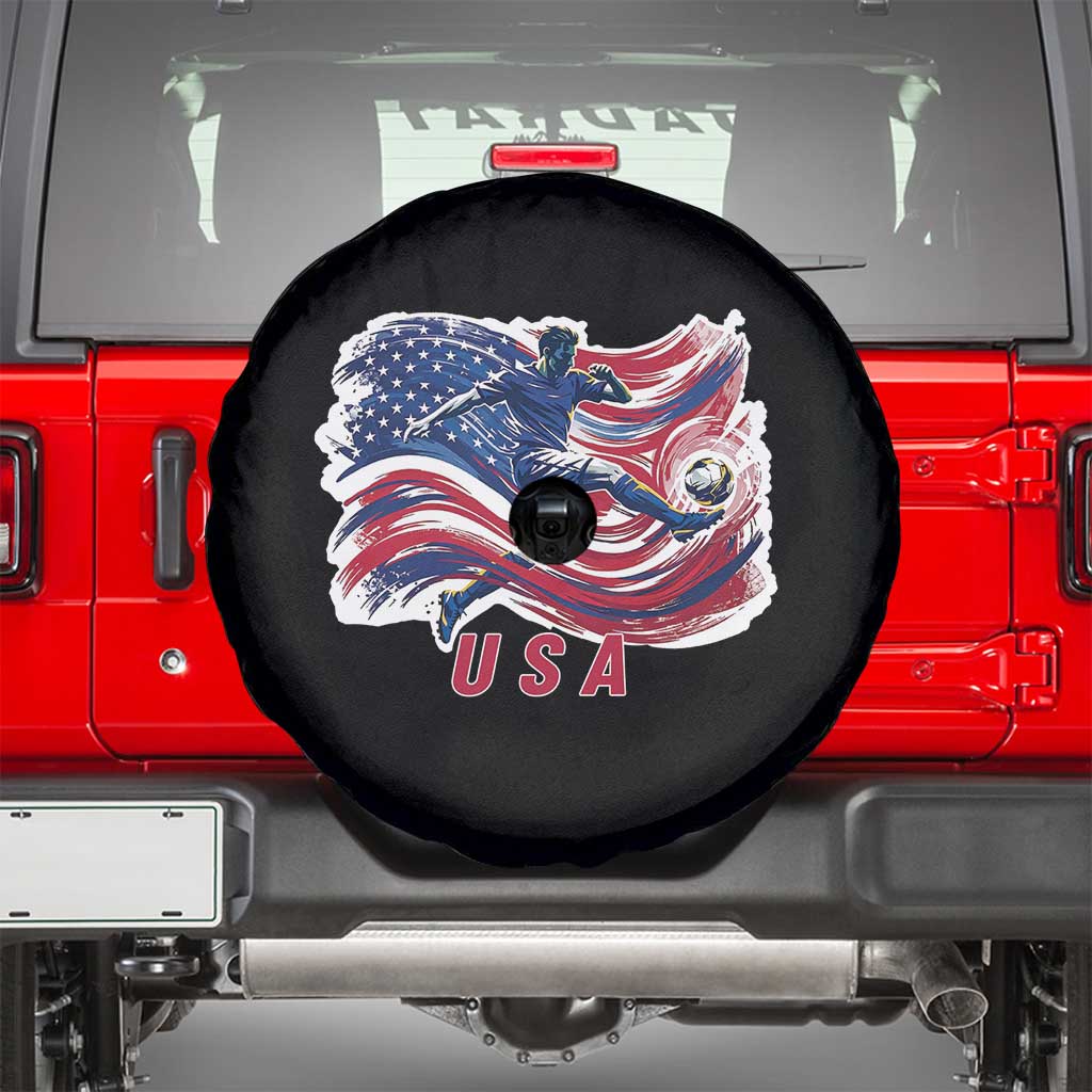 USA Soccer Fan American Flag Spare Tire Cover TS14 Black Print Your Wear
