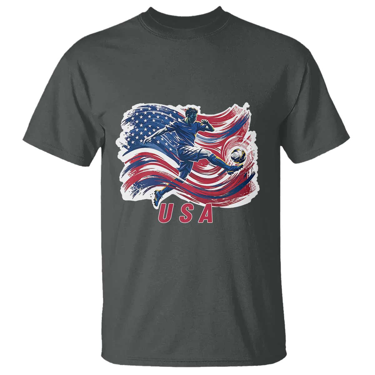 USA Soccer Fan American Flag T Shirt