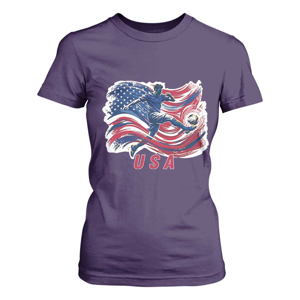 USA Soccer Fan American Flag T Shirt For Women