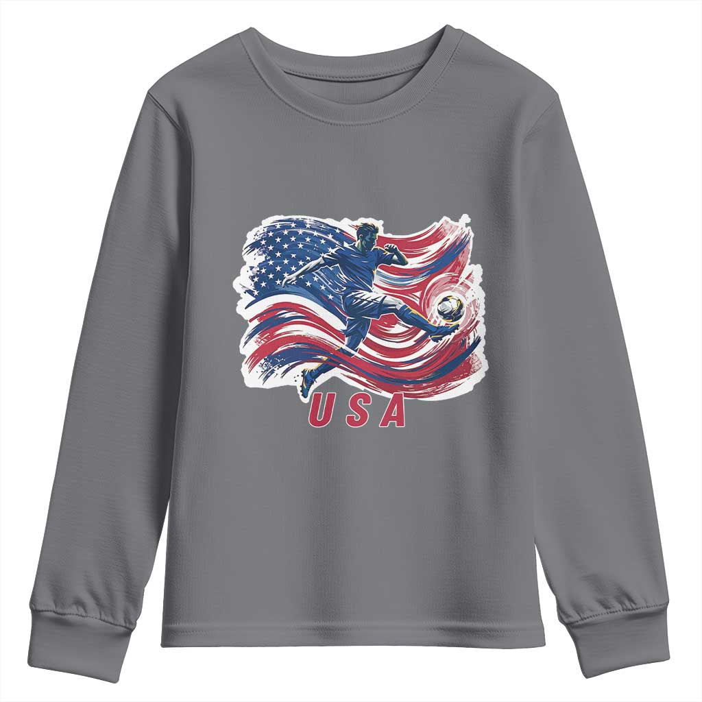 USA Soccer Fan American Flag Youth Sweatshirt