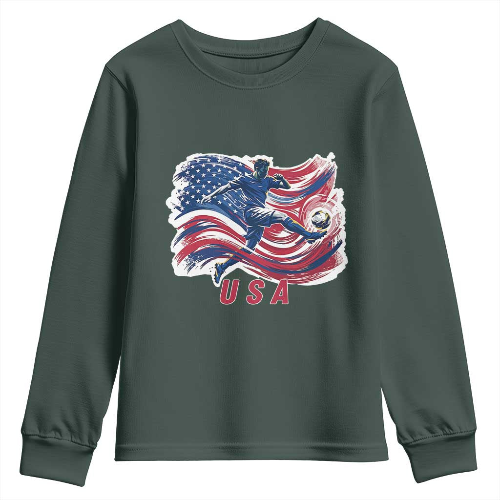 USA Soccer Fan American Flag Youth Sweatshirt