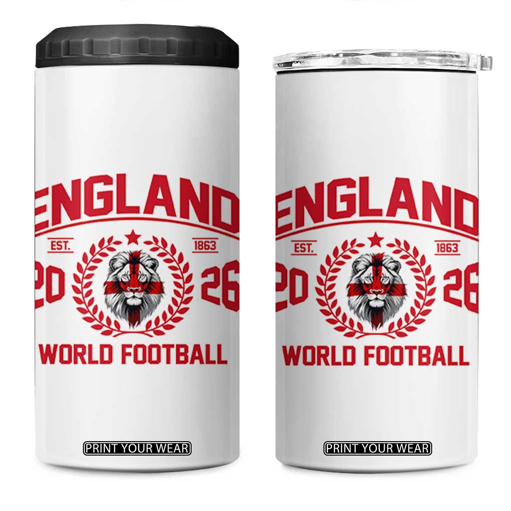 England Football Flag 4 in 1 Can Cooler Tumbler Lion St George Cross Soccer Fan Patriotic TS14 One Size: 16 oz White Print Your Wear