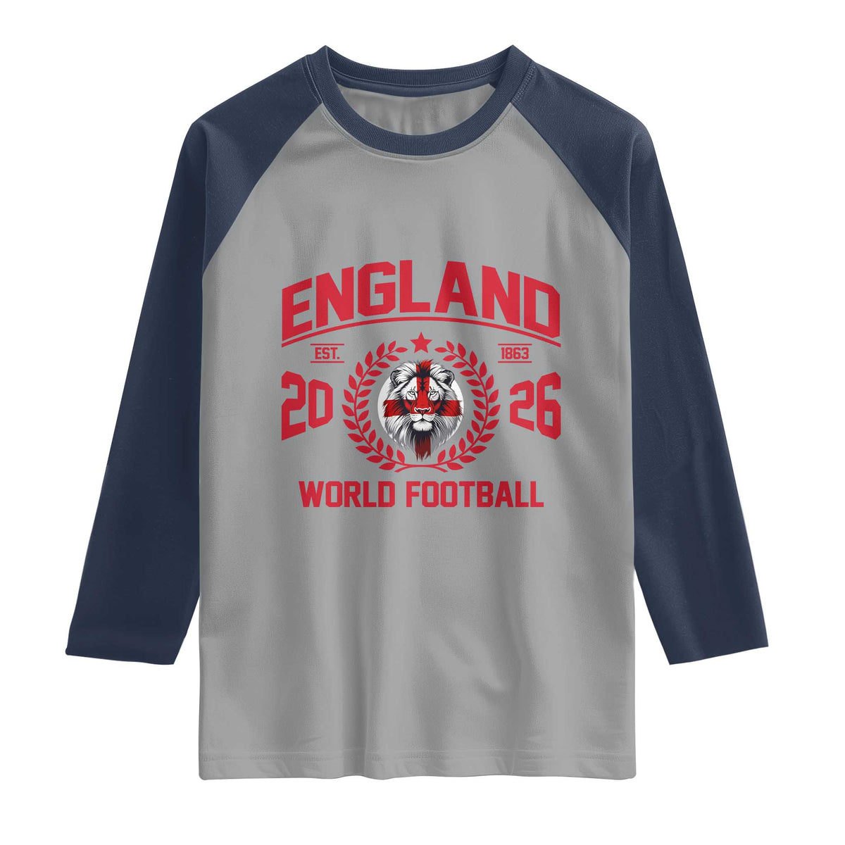 England Football Flag Raglan Shirt Lion St George Cross Soccer Fan Patriotic
