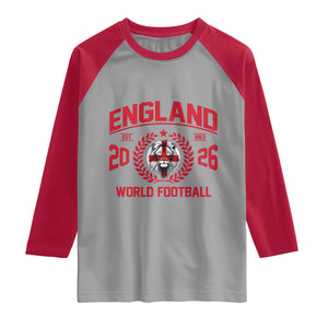 England Football Flag Raglan Shirt Lion St George Cross Soccer Fan Patriotic