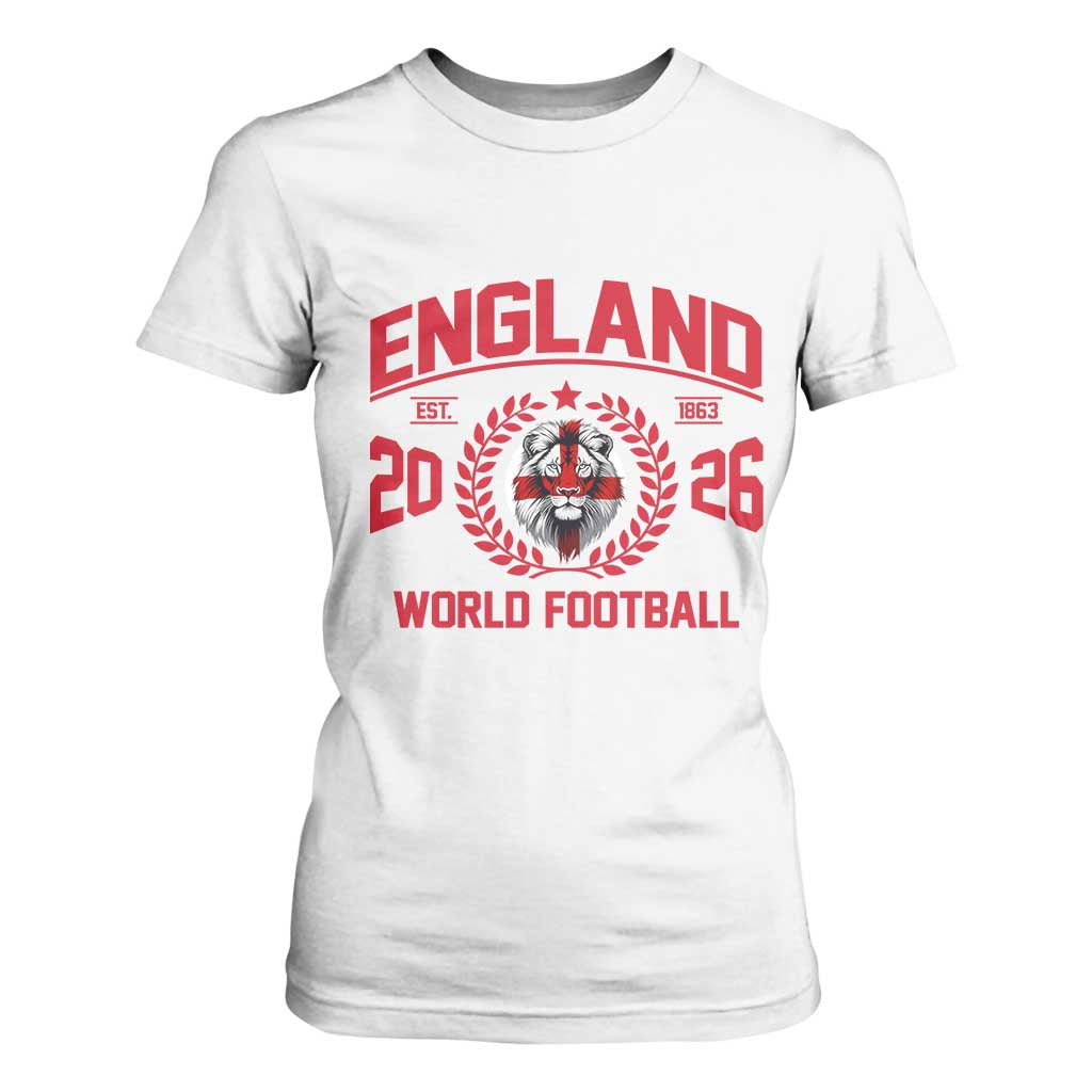 England Football Flag T Shirt For Women Lion St George Cross Soccer Fan Patriotic TS14 White Print Your Wear