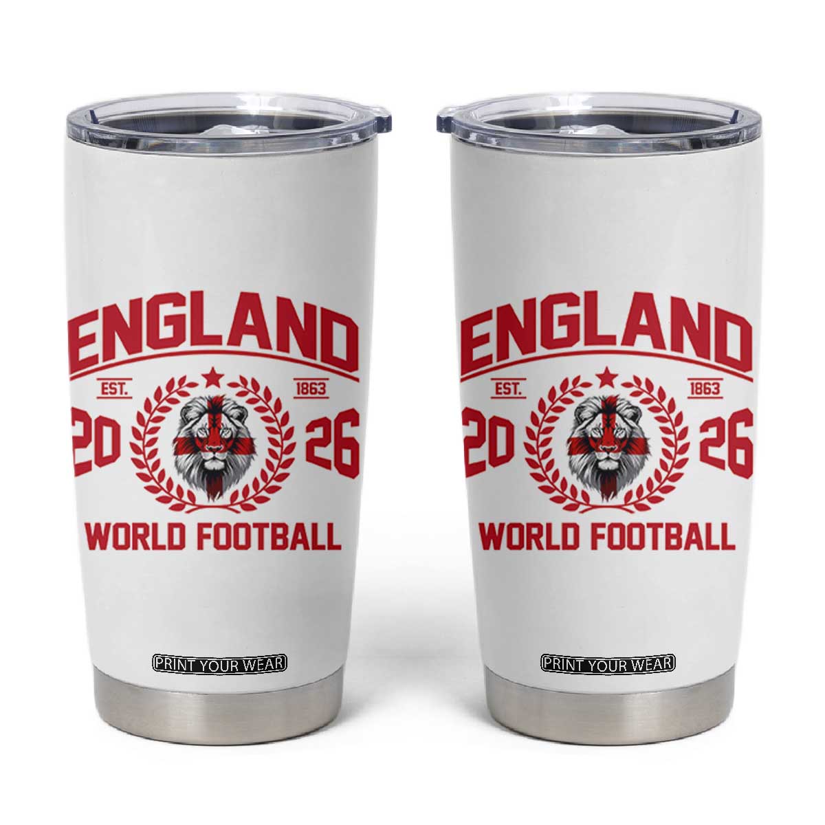 England Football Flag Tumbler Cup Lion St George Cross Soccer Fan Patriotic TS14 White Print Your Wear