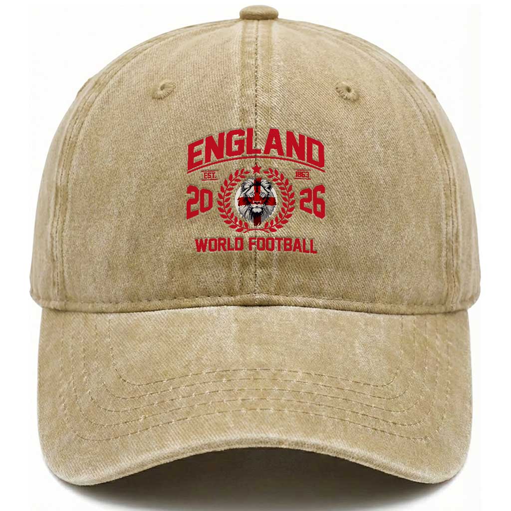 England Football Flag Washed Cotton Baseball Cap Lion St George Cross Soccer Fan Patriotic TS14 Print Your Wear