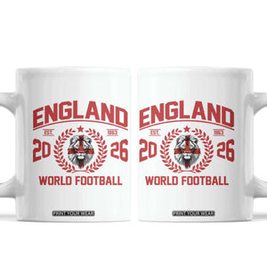 England Football Flag Coffee Mug Lion St George Cross Soccer Fan Patriotic TS14 White Print Your Wear