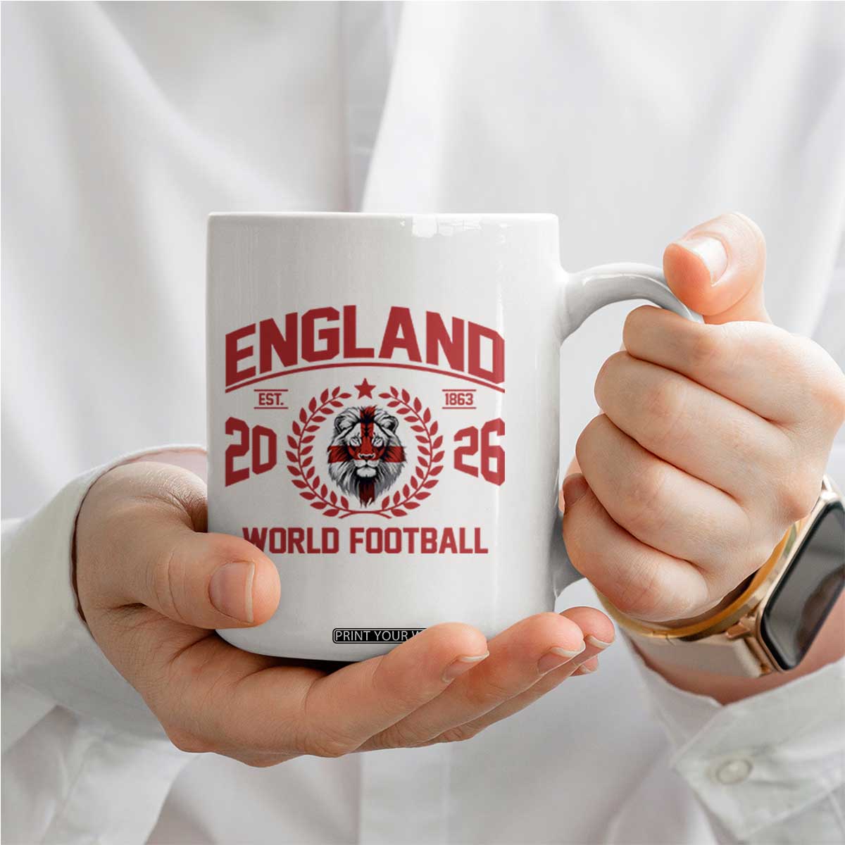 England Football Flag Coffee Mug Lion St George Cross Soccer Fan Patriotic TS14 Print Your Wear