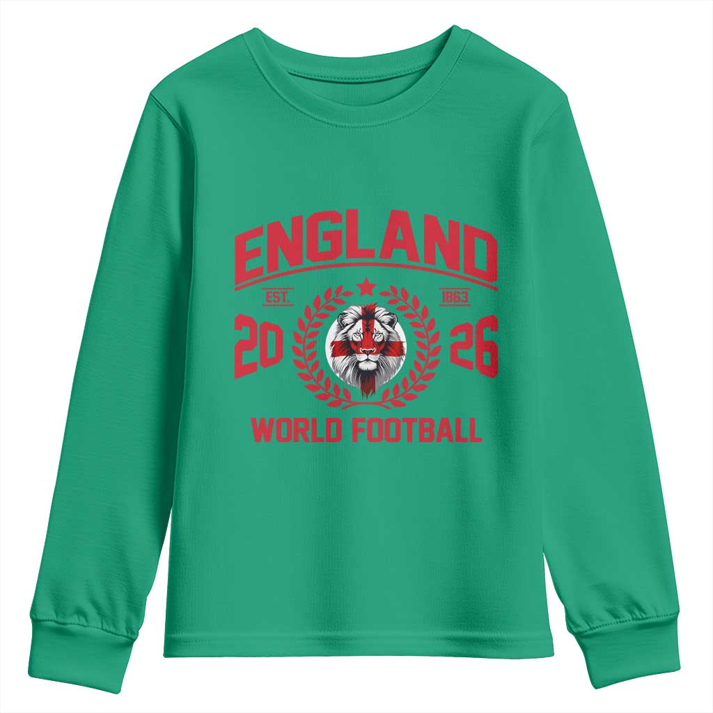 England Football Flag Youth Sweatshirt Lion St George Cross Soccer Fan Patriotic