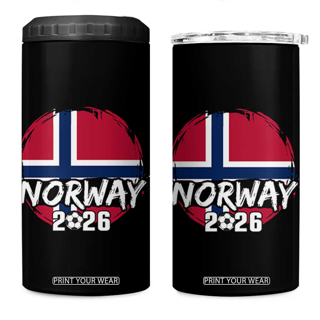 Norway 2026 Soccer Football Fan Norwegian Flag 4 in 1 Can Cooler Tumbler TS14 One Size: 16 oz Black Print Your Wear