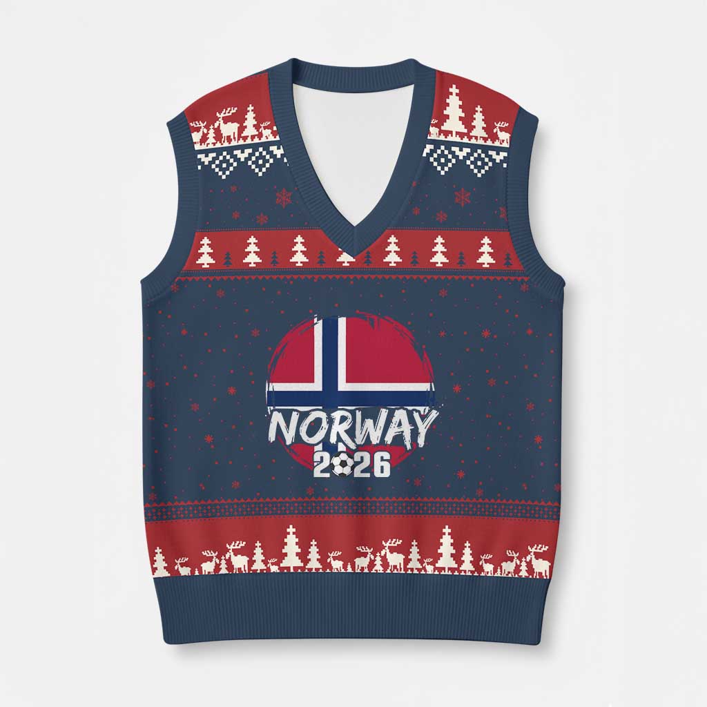 Norway 2026 Soccer Football Fan Norwegian Flag V-Neck Knit Sweater Vest