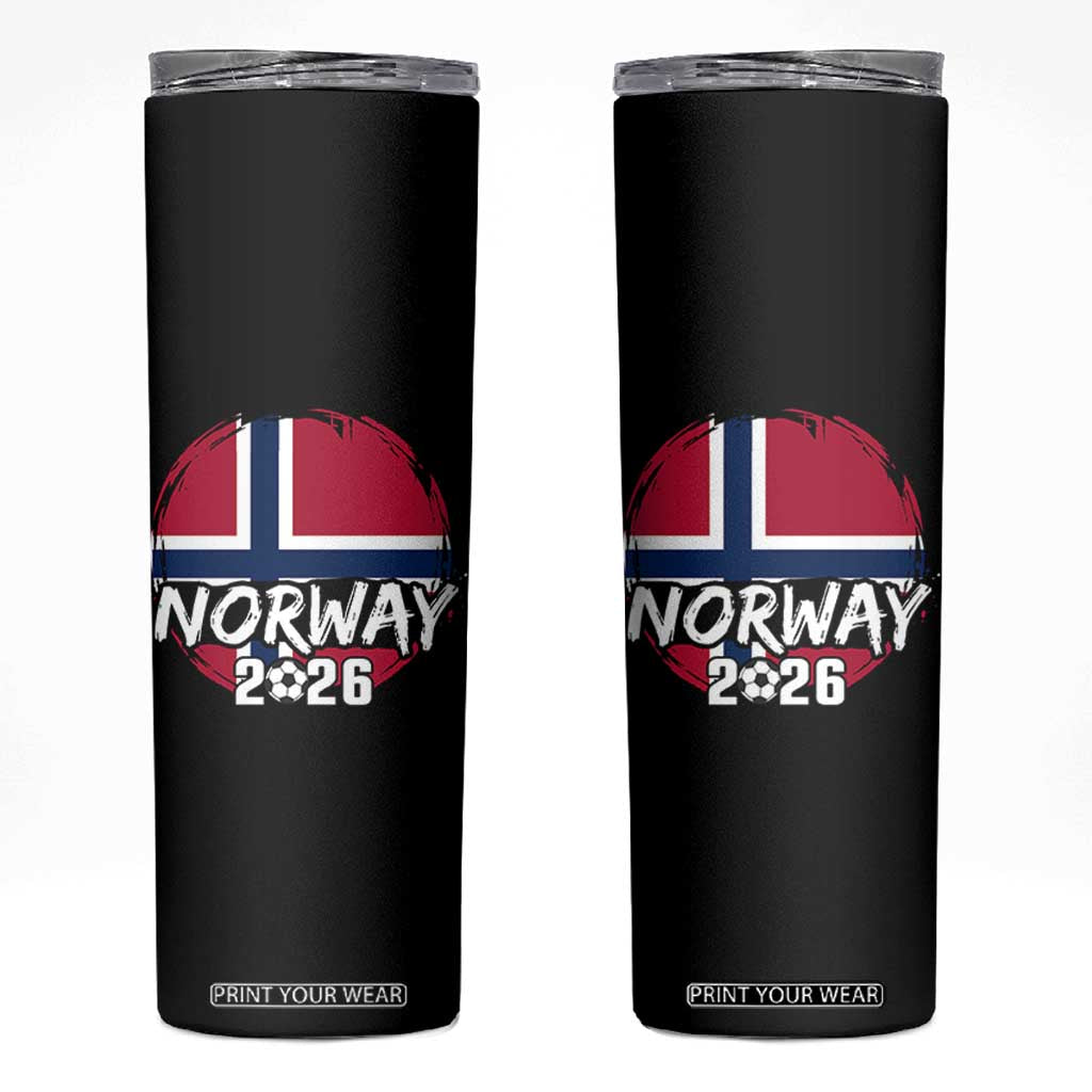 Norway 2026 Soccer Football Fan Norwegian Flag Skinny Tumbler TS14 Black Print Your Wear