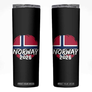 Norway 2026 Soccer Football Fan Norwegian Flag Skinny Tumbler TS14 Black Print Your Wear