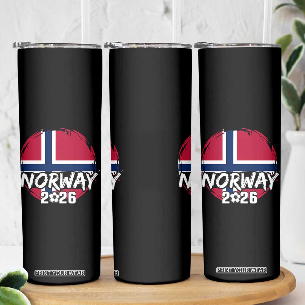 Norway 2026 Soccer Football Fan Norwegian Flag Skinny Tumbler TS14 Print Your Wear