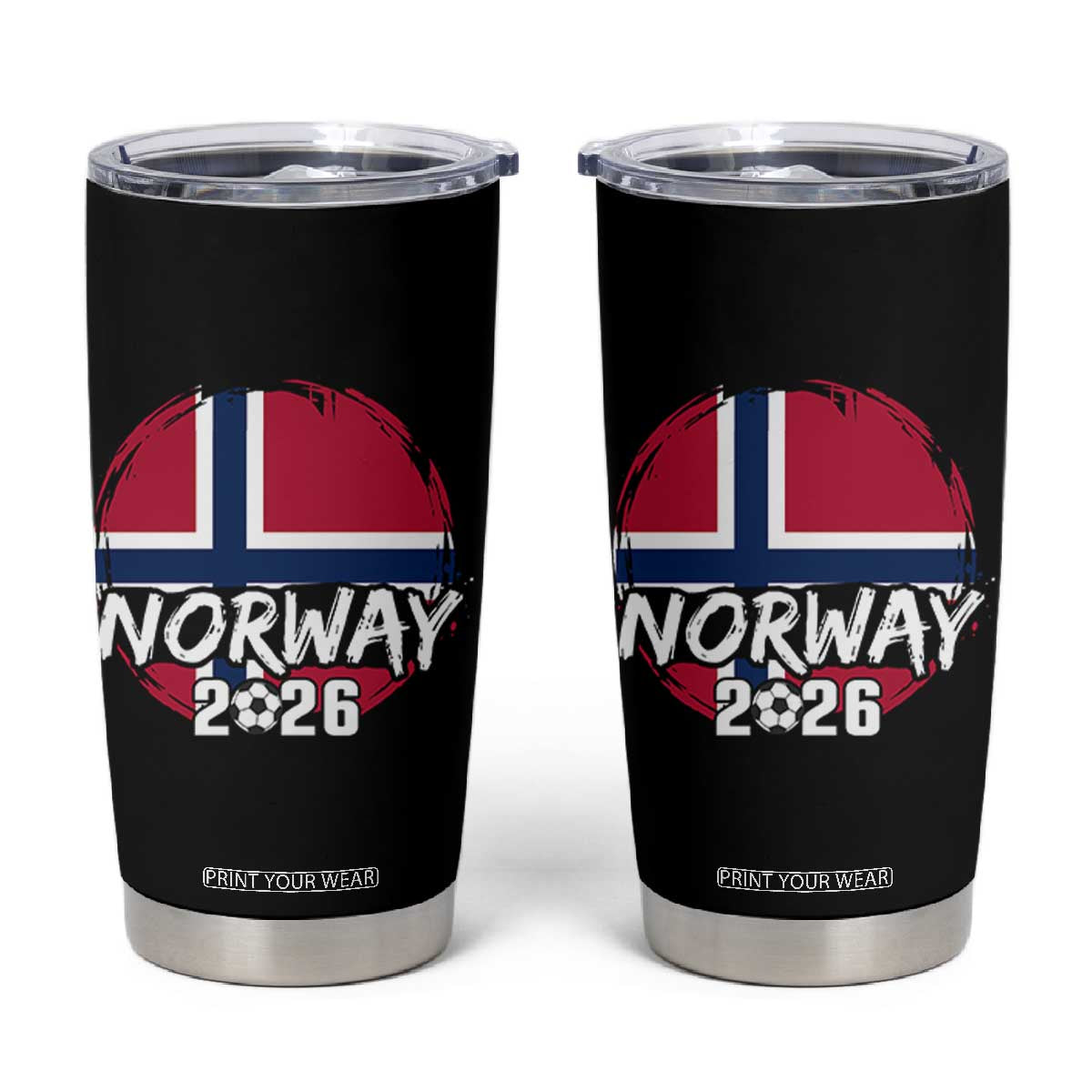 Norway 2026 Soccer Football Fan Norwegian Flag Tumbler Cup TS14 Black Print Your Wear