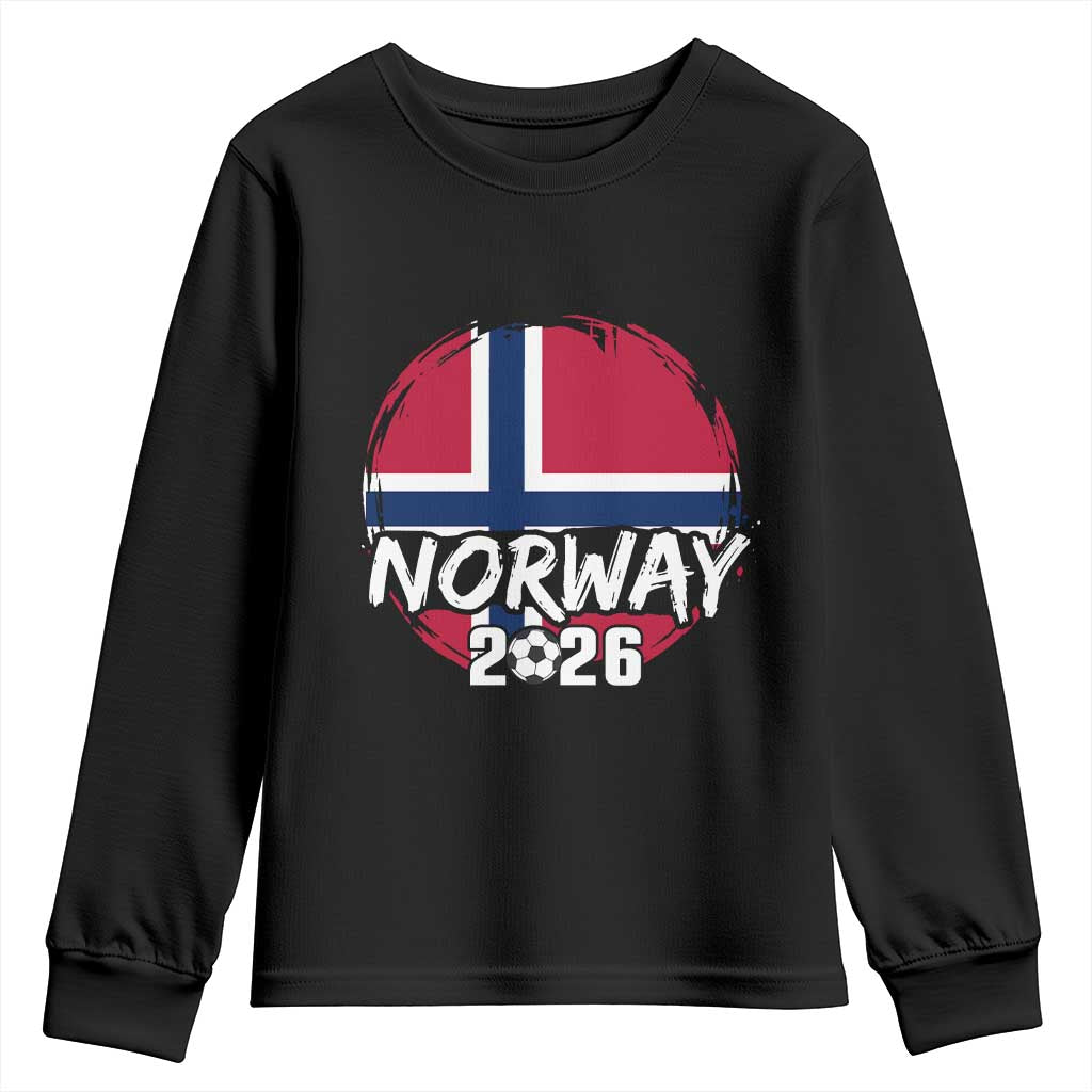 Norway 2026 Soccer Football Fan Norwegian Flag Youth Sweatshirt TS14 Black Print Your Wear