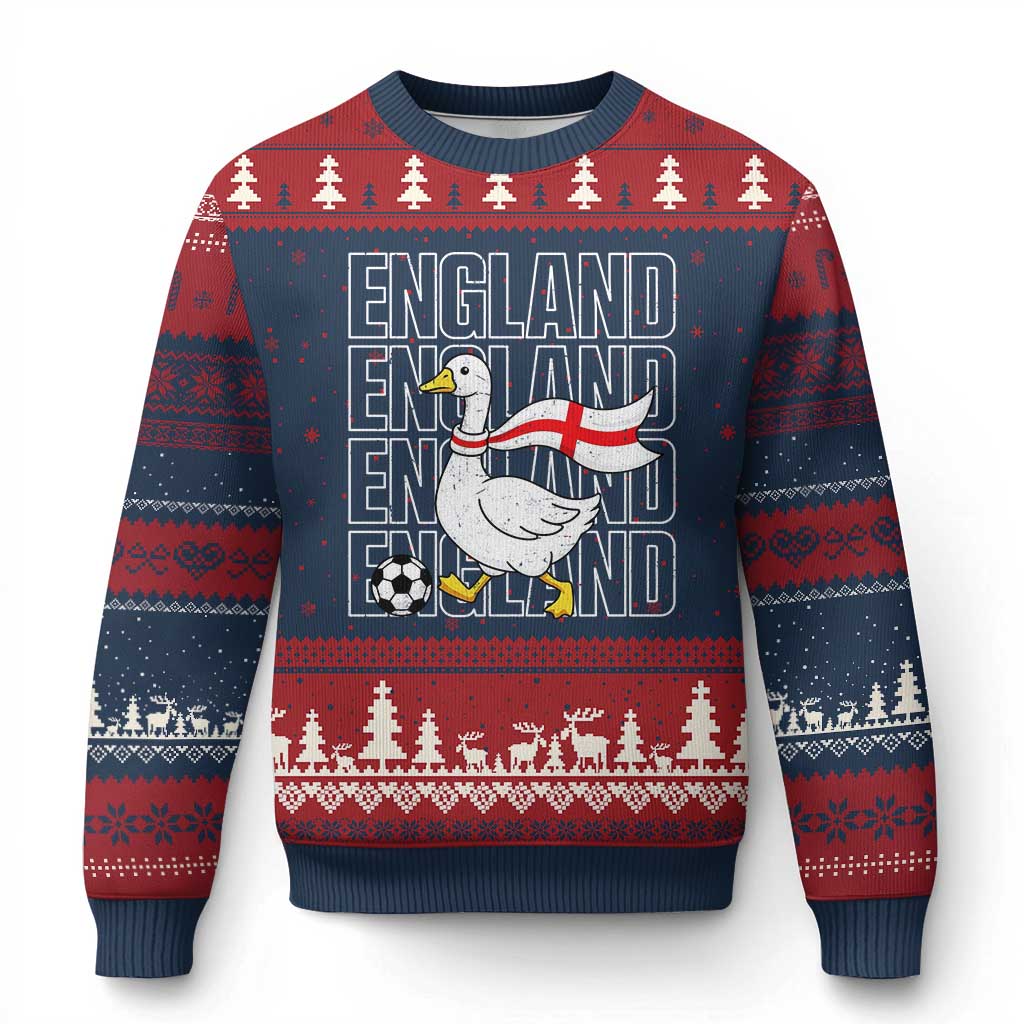 England Soccer Football Ugly Christmas Sweater Silly Goose England Flag Fan Supporter TS14 Navy Red Print Your Wear