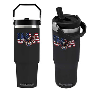 USA Soccer Eagle American Flag Fan Flip Straw Tumbler TS14 One Size: 30 oz Black Print Your Wear