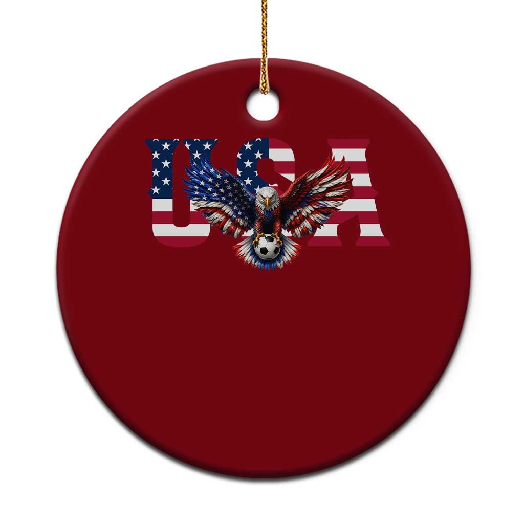USA Soccer Eagle American Flag Fan Ceramic Ornament