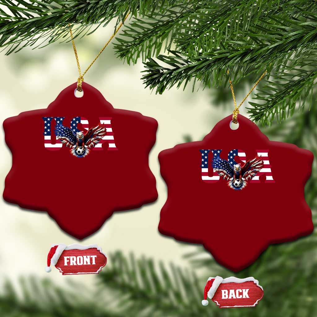 USA Soccer Eagle American Flag Fan Ceramic Ornament