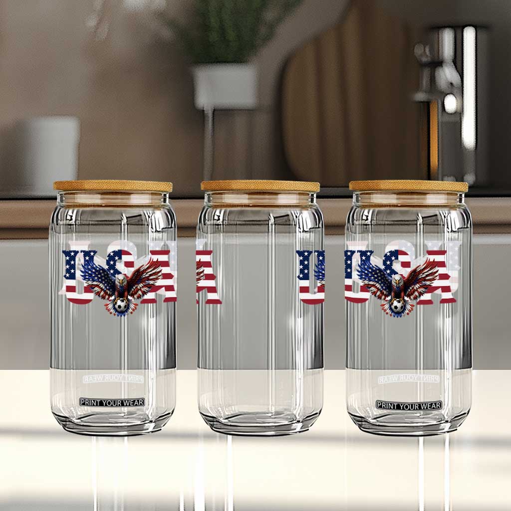USA Soccer Eagle American Flag Fan Glass Can TS14 Print Your Wear