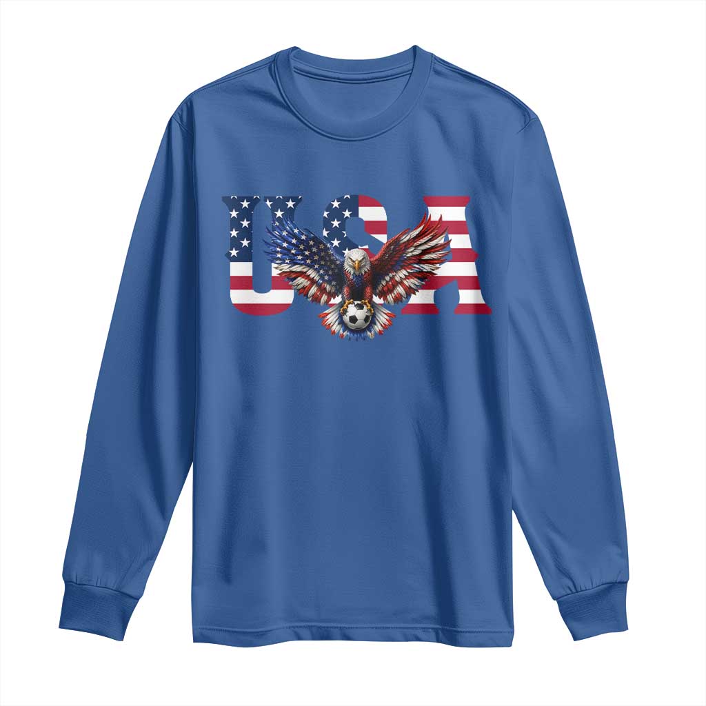 USA Soccer Eagle American Flag Fan Long Sleeve Shirt