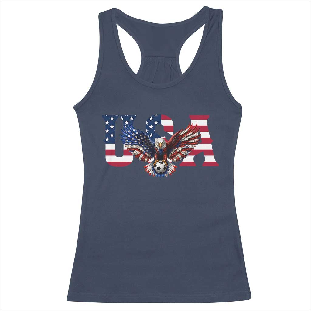 USA Soccer Eagle American Flag Fan Racerback Tank Top