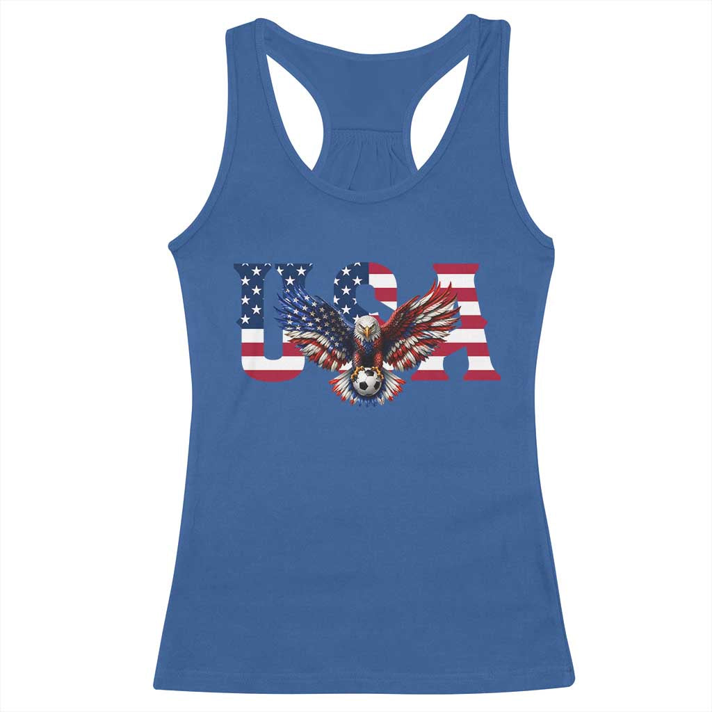 USA Soccer Eagle American Flag Fan Racerback Tank Top