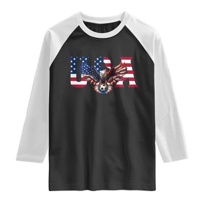 USA Soccer Eagle American Flag Fan Raglan Shirt