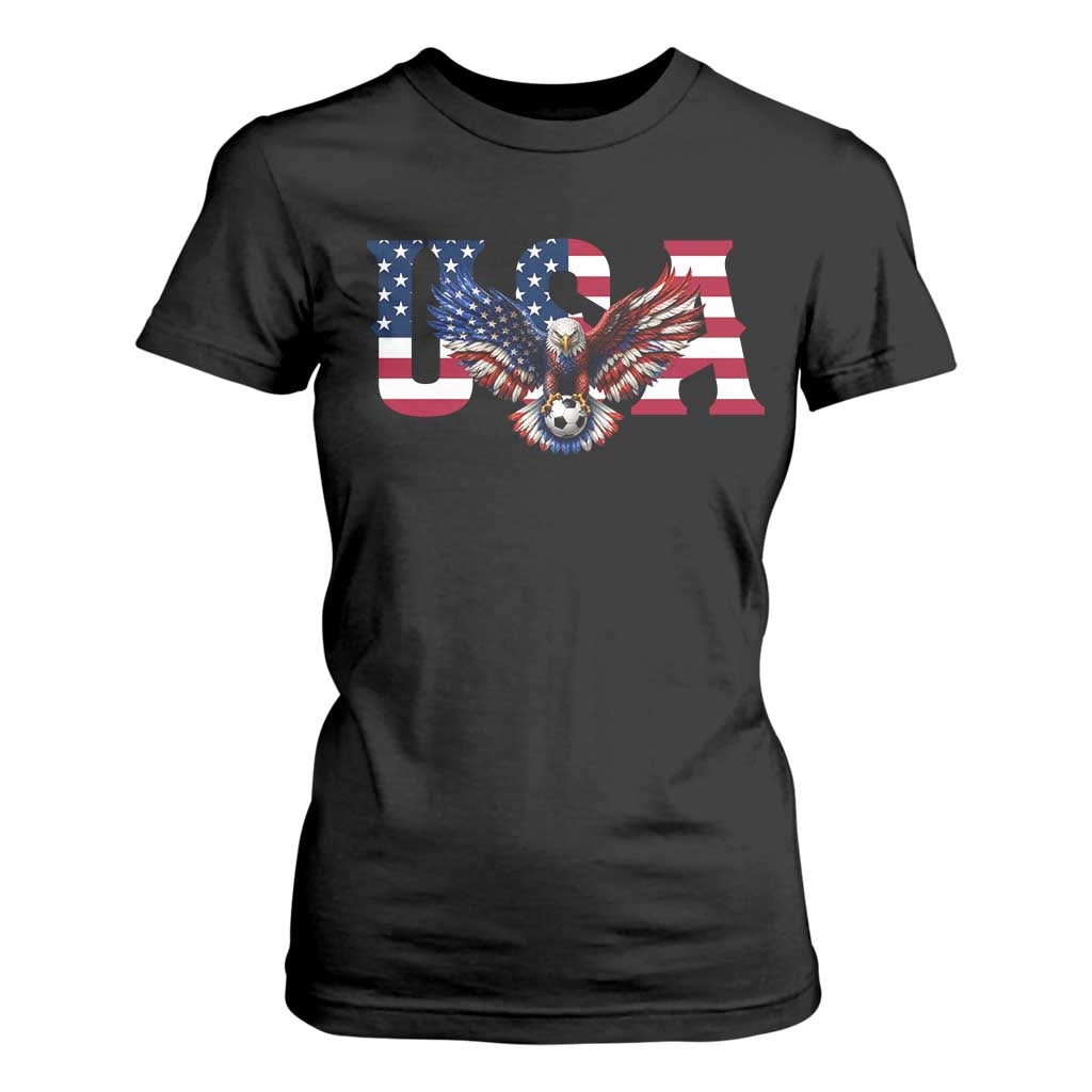 USA Soccer Eagle American Flag Fan T Shirt For Women