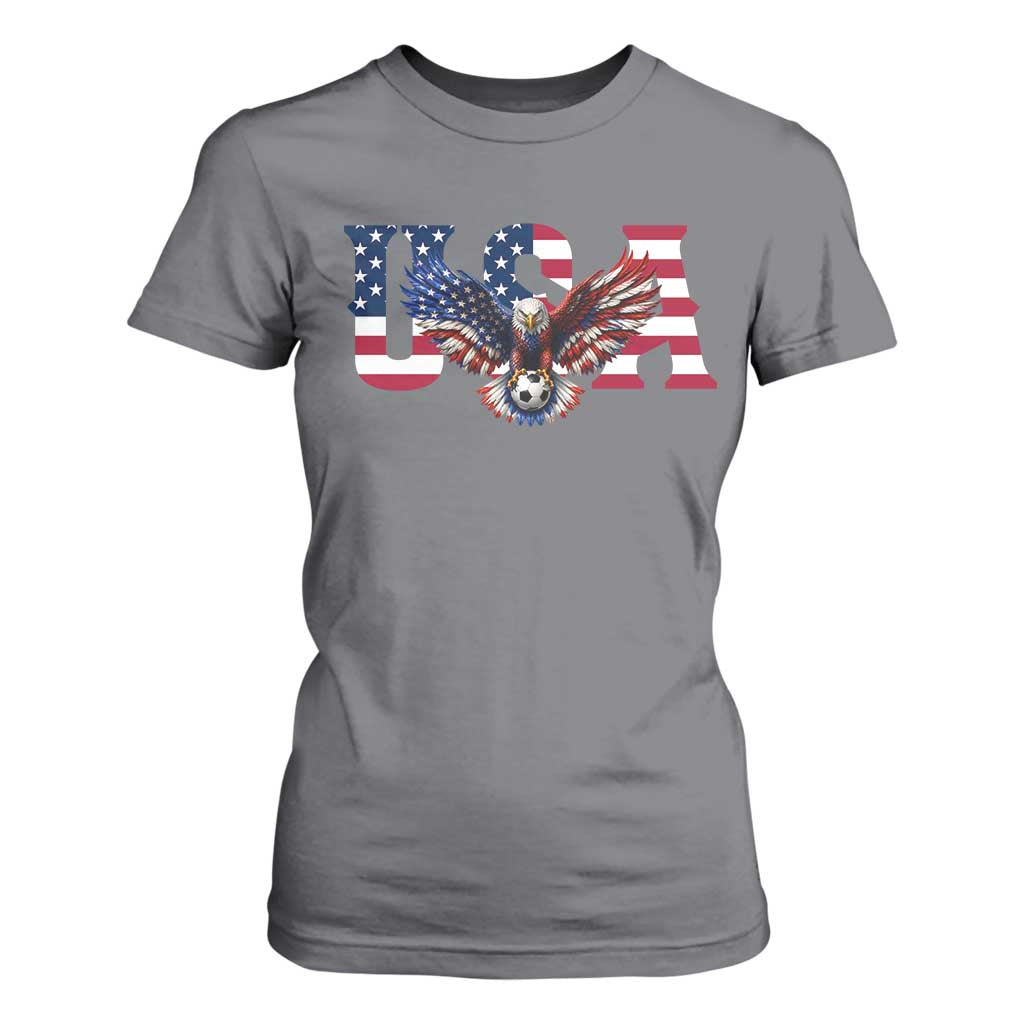 USA Soccer Eagle American Flag Fan T Shirt For Women