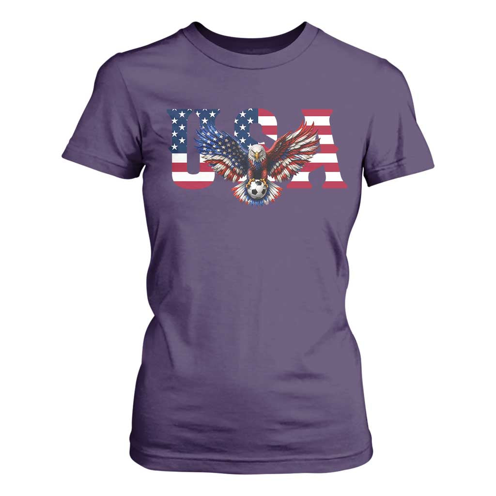 USA Soccer Eagle American Flag Fan T Shirt For Women