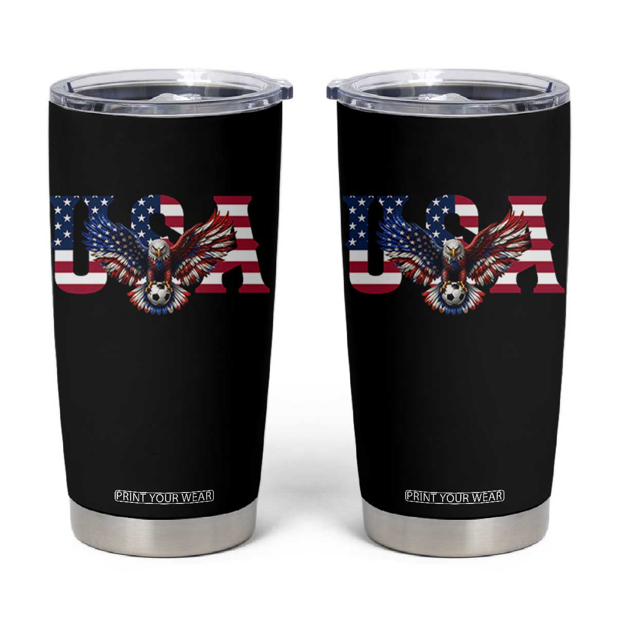 USA Soccer Eagle American Flag Fan Tumbler Cup TS14 Black Print Your Wear