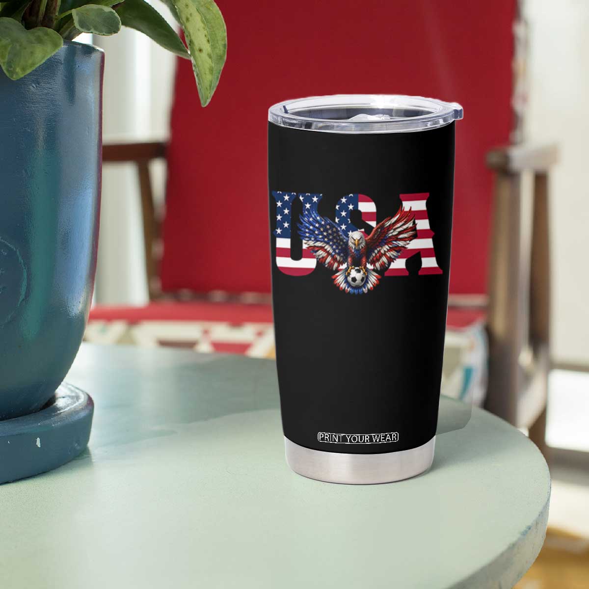 USA Soccer Eagle American Flag Fan Tumbler Cup TS14 Print Your Wear