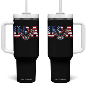 USA Soccer Eagle American Flag Fan Tumbler With Handle TS14 One Size: 40 oz Black Print Your Wear