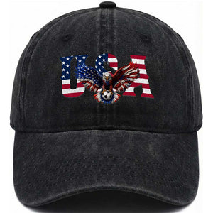 USA Soccer Eagle American Flag Fan Washed Cotton Baseball Cap